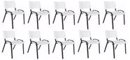 Kit Com 10 Cadeiras Iso Para Escola Escritório Comércio Branca Base Preta Kit Com 10 Cadeiras Iso Para Escola Escritório Comércio Branca Base Preta