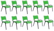 Kit Com 10 Cadeiras Iso Para Escola Escritório Comércio Verde Base Preta