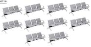 Kit com 10 Cadeiras Longarina Aeroporto Cromada 3 Lugares