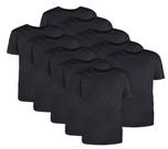 Kit com 10 Camisetas Básicas Algodão Preta Tamanho G