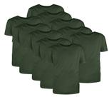 Kit com 10 Camisetas Básicas Algodão Verde Musgo Tamanho P