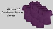 Kit com 10 Camisetas Básicas Lisa Masculina Violeta