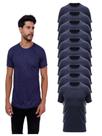 Kit Com 10 Camisetas Lisas Azul Marinho 100% Poliéster