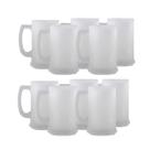 Kit Com 10 Canecas Para Chopp Ou Cerveja Com Vidro Jateado Fosca Para Bar Restaurante 300ml De Alta Resistencia