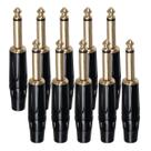 Kit com 10 Conectores P10 Mono Cirilo Cabos Preto