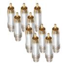 Kit com 10 Conectores RCA Macho Prata
