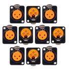 Kit com 10 Conectores XLR Fêmea Painel Profissional Laranja Kit com 10 Conectores XLR Fêmea Painel Profissional Laranja