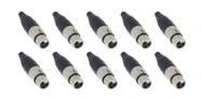 Kit com 10 Conectores XLR Fêmea Santo Angelo SA2X Niquelado