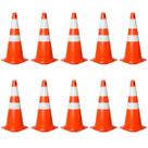 Kit com 10 Cones de Sinalização Trânsito em PVC 75 cm Laranja e Branco