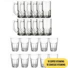 Kit com 10 Copos de Vidro 350ml 10 Canecas Vitamina 320ml Estilo, Qualidade e Versatilidade para Servir com Elegância
