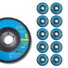 Kit Com 10 Discos Flap Óxido Zircônio 115mm Grão 120 Curvo