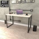 Kit com 10 Escrivaninhas Kuadra 120cm Estilo Industrial