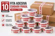 Kit com 10 Fitas Adesivas Cuidado Frágil 48mm x 100m