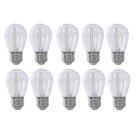 Kit com 10 Lâmpada de Filamento Bolinha S14 E27 LED 1W Âmbar 2400K Para Varal de Luzes Externo IP66