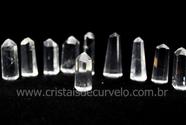 Kit com 10 Mini Pontas de Quartzo Cristal Furado para Pingente de Colar - Furo Vazado Lateral de 25 a 35mm