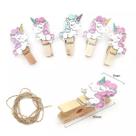 Kit com 10 Mini Prendedor Unicórnio de Madeira 3.2cm