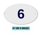 Kit Com 10 Números Oval PVC Numerador 1 ao 20