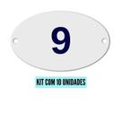 Kit Com 10 Números Oval PVC Numerador 1 ao 20