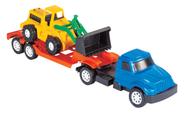 Kit com 10 peças caminhão carreta com mini pá carregadeira Kit com 10 peças caminhão carreta com mini pá carregadeira