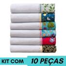 Kit Com 10 Peças Pano De Prato Cozinha Seca Louça Reforçado Barrado Atacado