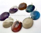 Kit com 10 Pingentes Cabochão Oval de Ágata Natural com Banho Prata Flash para Joias Kit com 10 Pingentes Cabochão Oval de Ágata Natural com Banho Prata Flash para Joias