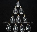 Kit com 10 Pingentes em Gota de Quartzo Cristal Natural com Montagem Dourada para Atacado Kit com 10 Pingentes em Gota de Quartzo Cristal Natural com Montagem Dourada para Atacado