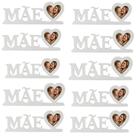 Kit com 10 Porta-Retrato Dia das Mães em MDF Coração Amor para Foto Presente Decorativo Criativo par