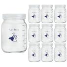 Kit com 10 Potes de Vidro para Armazenar Leite Materno 200ml Com Graduação
