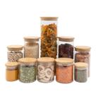 kit com 10 potes de vidro tampa de bambu hermético redondo mantimento - Oikos