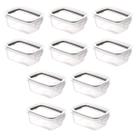 Kit com 10 Potes Herméticos com Travas 360ml Plasútil Preto Empilhável Cozinha Comida Seguro Vedação