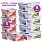 Kit com 10 potes plásticos herméticos alta qualidade click fresh