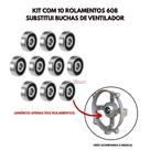 Kit com 10 Rolamentos 608 Para Adaptar Em Ventilador Arno Britania Philco Cadence ZZC3