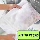 Kit com 10 sacos para lavagem de roupas Preserva tecidos delicados e previne a formação de bolinhas
