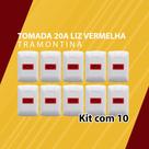 Kit com 10 tomada 20a liz vermelha tramontina