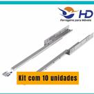 Kit Com 10 Trilho Corrediça Oculta HD Soft Closing 500mm Caixa com 10 Unidades