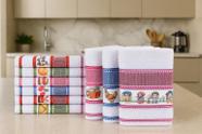 Kit com 10 Unidades de Pano De Prato Atoalhado Felpudo Copa Luxo Gourmet Estampado Seca Rápido