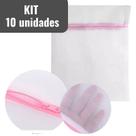 Kit com 10 unidades de Saco de Lavar Roupa Íntima e Delicada com Zíper Protetor de Calcinha 40x30cm