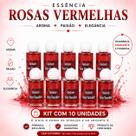 Kit com 10 Unidades Essência Rosas Vermelhas Amor Sedução Harmonização Espiritual