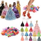 Kit com 10 Vestidos + 10 Pares de Sapatos para Bonecas de Até 30cm de Altura