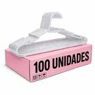 Kit com 100 Cabides Adulto Acrílico Transparente Organizador Roupa