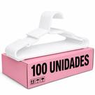 Kit com 100 Cabides Adulto Branco Organizador Roupa Plástico