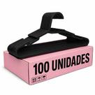 Kit com 100 Cabides Adulto Preto Organizador Roupa Plástico