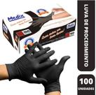Kit com 100 Unidades Luva de nitrilo preta Medix