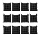 Kit com 12 almofadas futon assento para cadeira preta