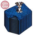 Kit com 12 Banheiro para Cães Tecido Ecológico 100x70 Patinha Azul c/Ganchos - 300 Lavagens Quality