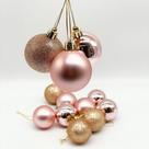 Kit com 12 Bolas de Natal 5cm Rosé Variadas Fosca, Lisa e com Glitter Kit com 12 Bolas de Natal 5cm Rosé Variadas Fosca, Lisa e com Glitter