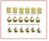 Kit com 12 Bolas Sortidas 4cm + 6 Tambor Enfeites para Árvore de Natal