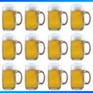 Kit Com 12 Canecas Chopp Vidro Copos Cerveja 360ml Cor Transparente Lisa