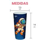 Kit com 12 Copos Decorados Astronauta - 350ml Festas de Menino Aniversário Temático