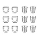 Kit com 12 Copos para Café 6 Copos Dupla Parede 80ml e 6 Copos Inox 80 ml